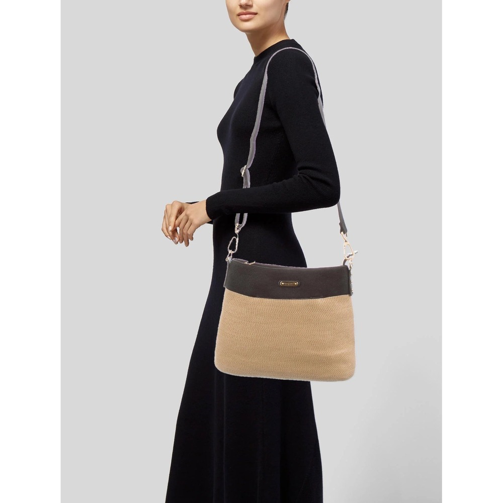Eric Javits Black/Natural Escape Squishee Straw Pouch Crossbody